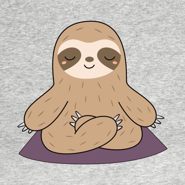 Kawaii Cute Yoga Meditating Sloth by wordsberry